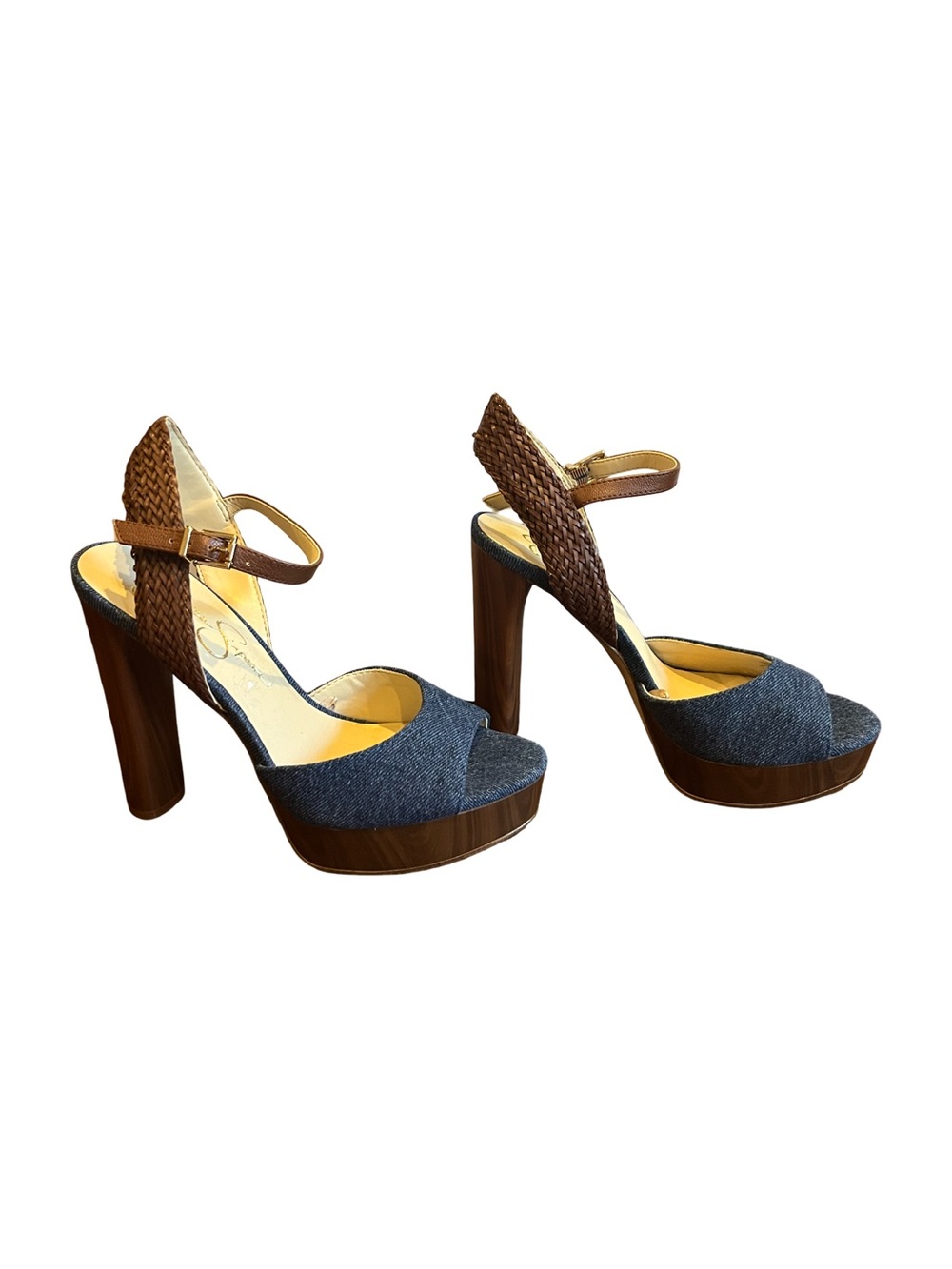 New Jessica Simpson denim and Brown  High Heel Platform